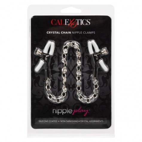 Зажимы на соски с серебристой цепочкой и кристаллами Crystal Chain Nipple Clamps