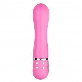 Розовый мини-вибратор Diamond Vibrator со стразами - 11,4 см.