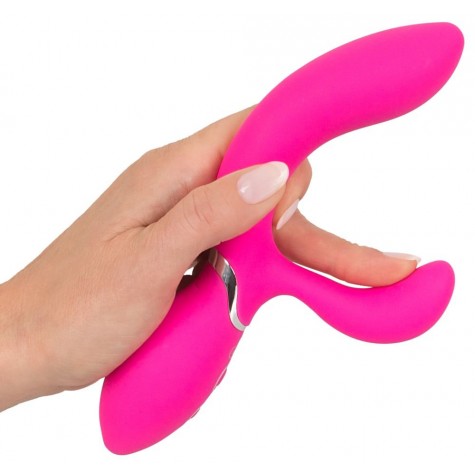 Ярко-розовый вибратор-кролик Bendable Rabbit Vibrator - 19,8 см.